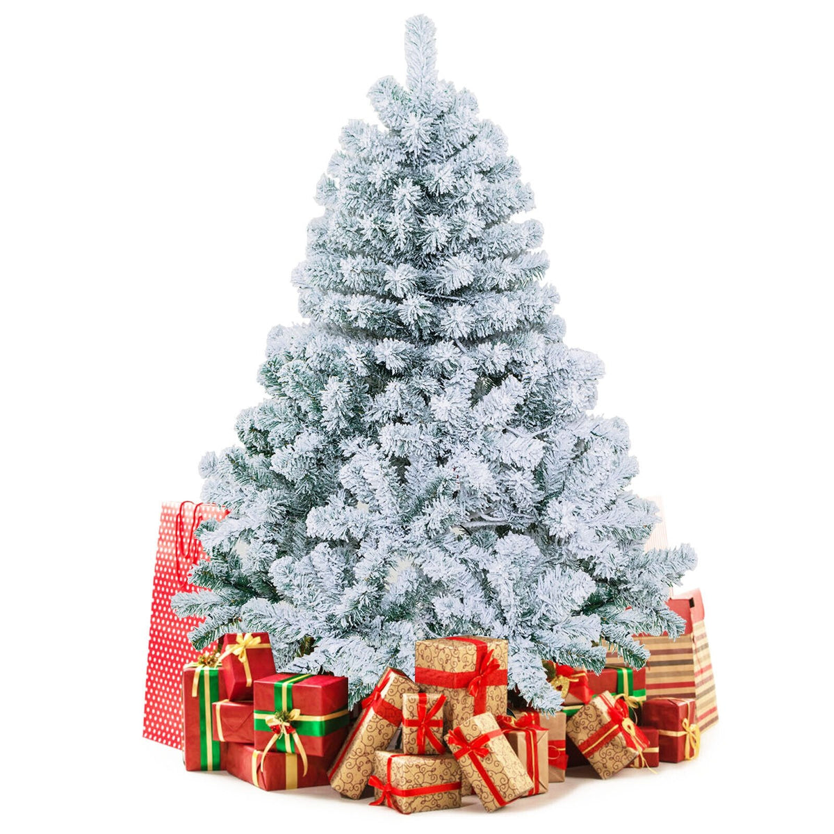 4.5 Feet Pre-Lit Premium Snow Flocked Christmas Tree with 150 Lights view 7