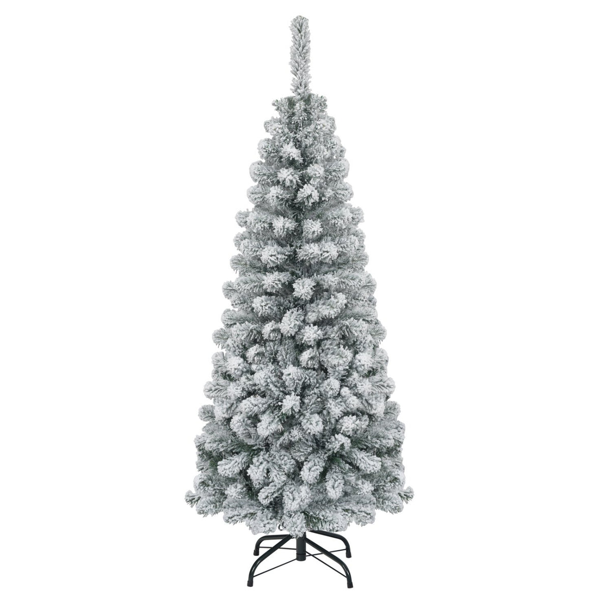 4.5 Feet Unlit Hinged Snow Flocked Artificial Pencil Christmas Tree with 242 Branch