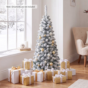 4.5 Feet Unlit Hinged Snow Flocked Artificial Pencil Christmas Tree with 242 Branch view 2