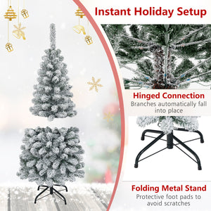 4.5 Feet Unlit Hinged Snow Flocked Artificial Pencil Christmas Tree with 242 Branch view 8