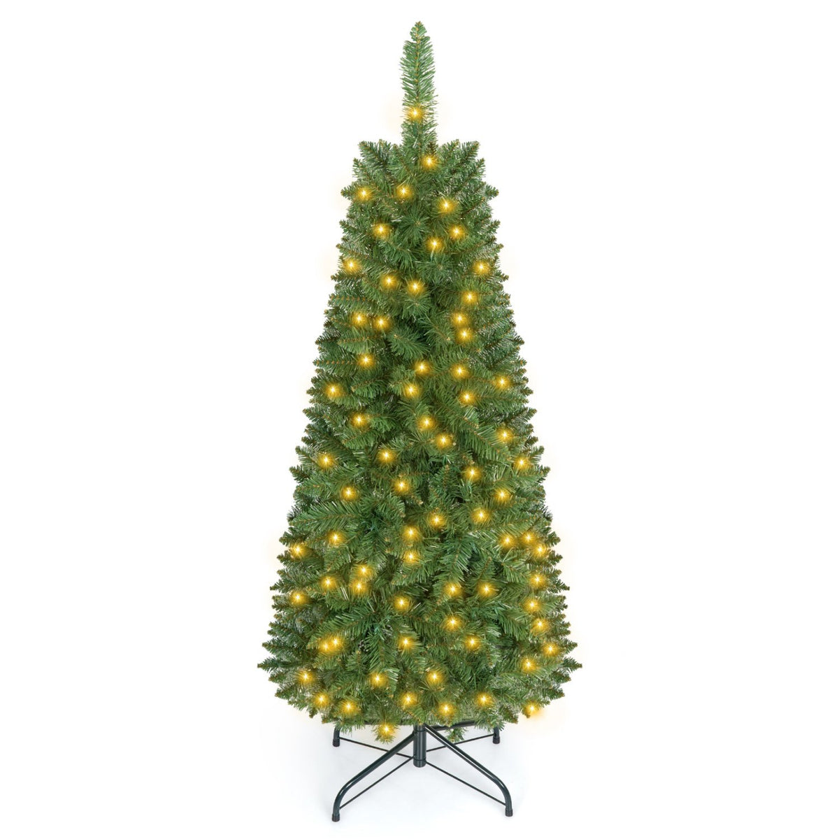 4.5 ft Pre-Lit Premium Hinged Artificial Fir Pencil Christmas Tree with LED Lights-Warm White view 2