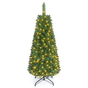 4.5 ft Pre-Lit Premium Hinged Artificial Fir Pencil Christmas Tree with LED Lights-Warm White view 2