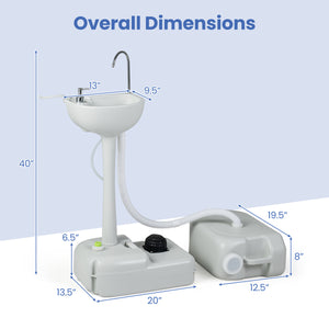 4.5 Gal Wash Basin Stand with 6.34 Gal Recovery Tank and Rolling Wheels view 4
