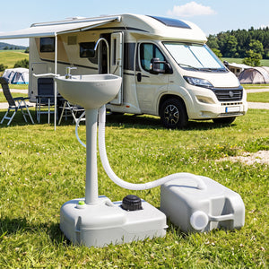 4.5 Gal Wash Basin Stand with 6.34 Gal Recovery Tank and Rolling Wheels view 5