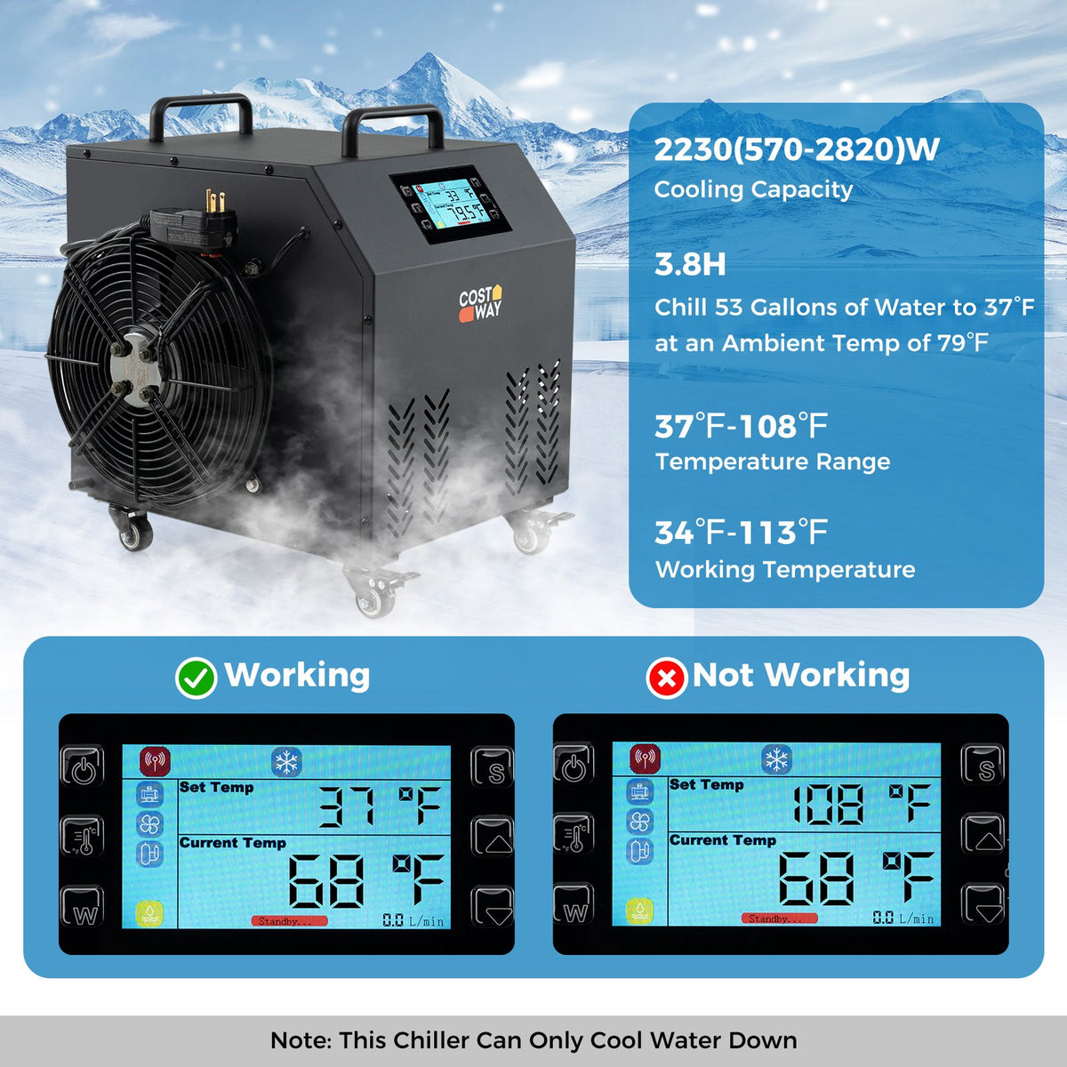 4/5 HP Ice Bath Water Chiller for Cold Plunge Tubs with Compressor-Black view 4