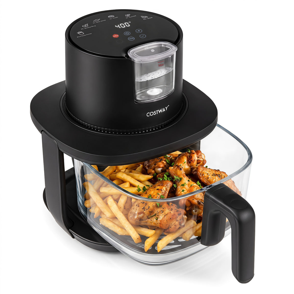 4.5L Glass Air Fryer with Steam Frying Mode-Black view 3