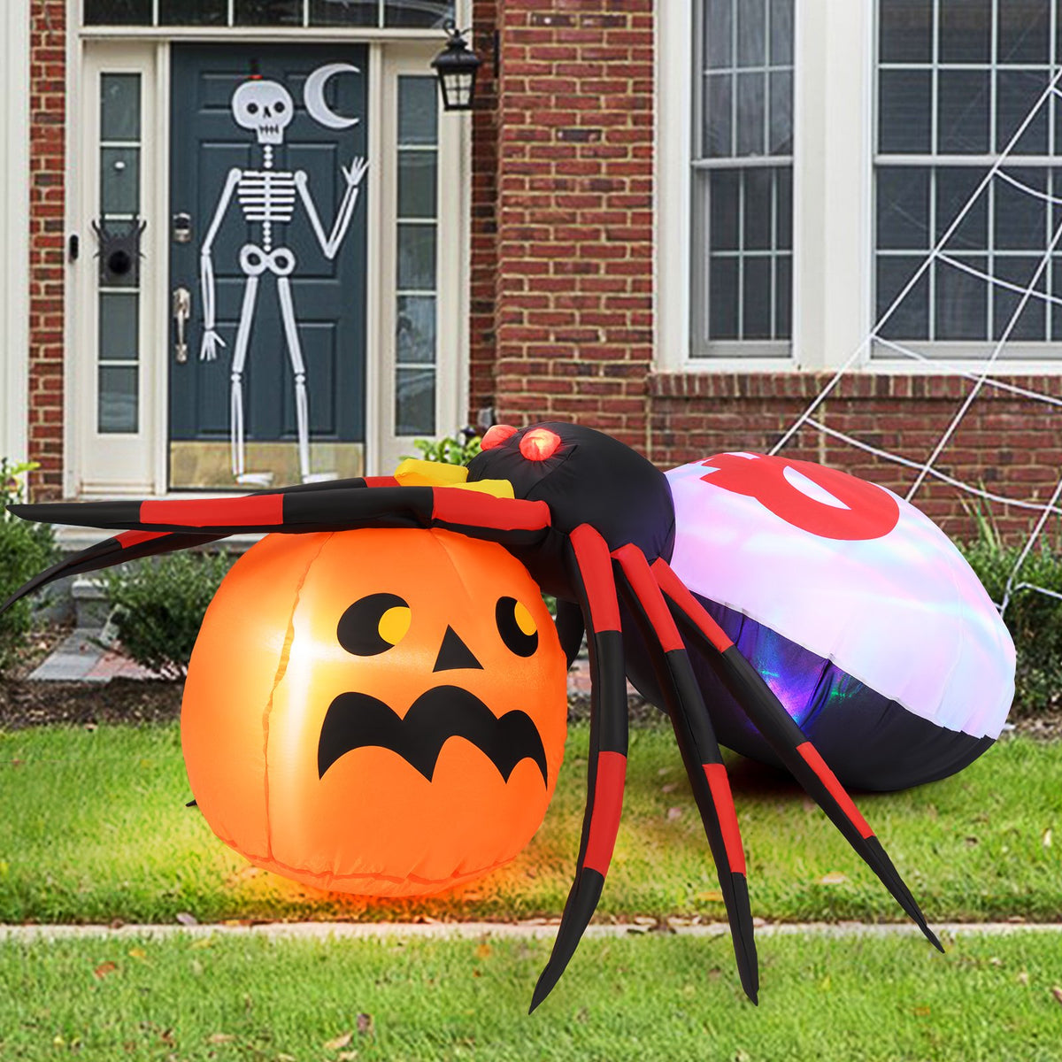 4.9 x 4.6 Feet Inflatable Spider with Pumpkin and Rotating Light view 2