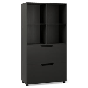 4-Cube Bookcase with 2 Drawers 51 inch 5-Tier Tall Freestanding Bookshelf-Black view 4