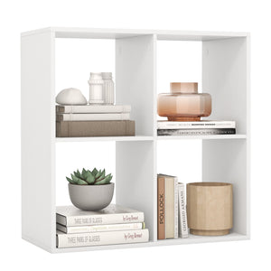 4 Cube Bookshelf with Back Guardrail for Living Room Bedroom-White view 4