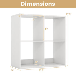 4 Cube Bookshelf with Back Guardrail for Living Room Bedroom-White view 5
