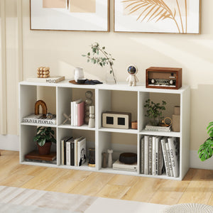 4 Cube Bookshelf with Back Guardrail for Living Room Bedroom-White view 6