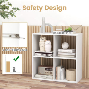 4 Cube Bookshelf with Back Guardrail for Living Room Bedroom-White view 7