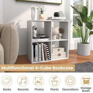 4 Cube Bookshelf with Back Guardrail for Living Room Bedroom-White view 8