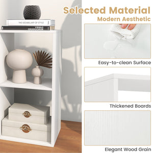 4 Cube Bookshelf with Back Guardrail for Living Room Bedroom-White view 9