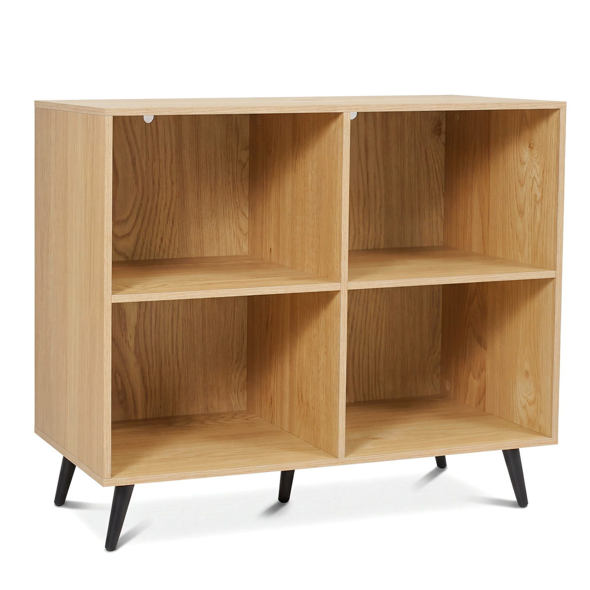 4-Cube Wooden Bookshelf Bookcase with 5 Metal Legs for Home-Natural view 4
