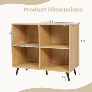 4-Cube Wooden Bookshelf Bookcase with 5 Metal Legs for Home-Natural view 5