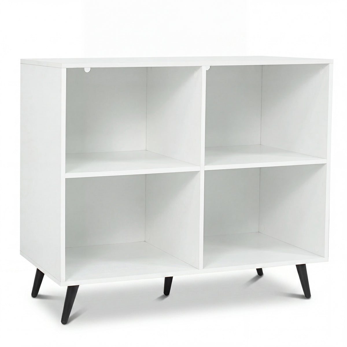 4-Cube Wooden Bookshelf Bookcase with 5 Metal Legs for Home-White view 4
