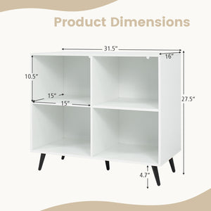4-Cube Wooden Bookshelf Bookcase with 5 Metal Legs for Home-White view 5