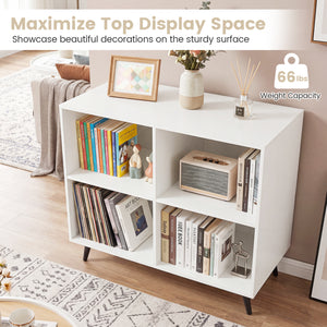 4-Cube Wooden Bookshelf Bookcase with 5 Metal Legs for Home-White view 8