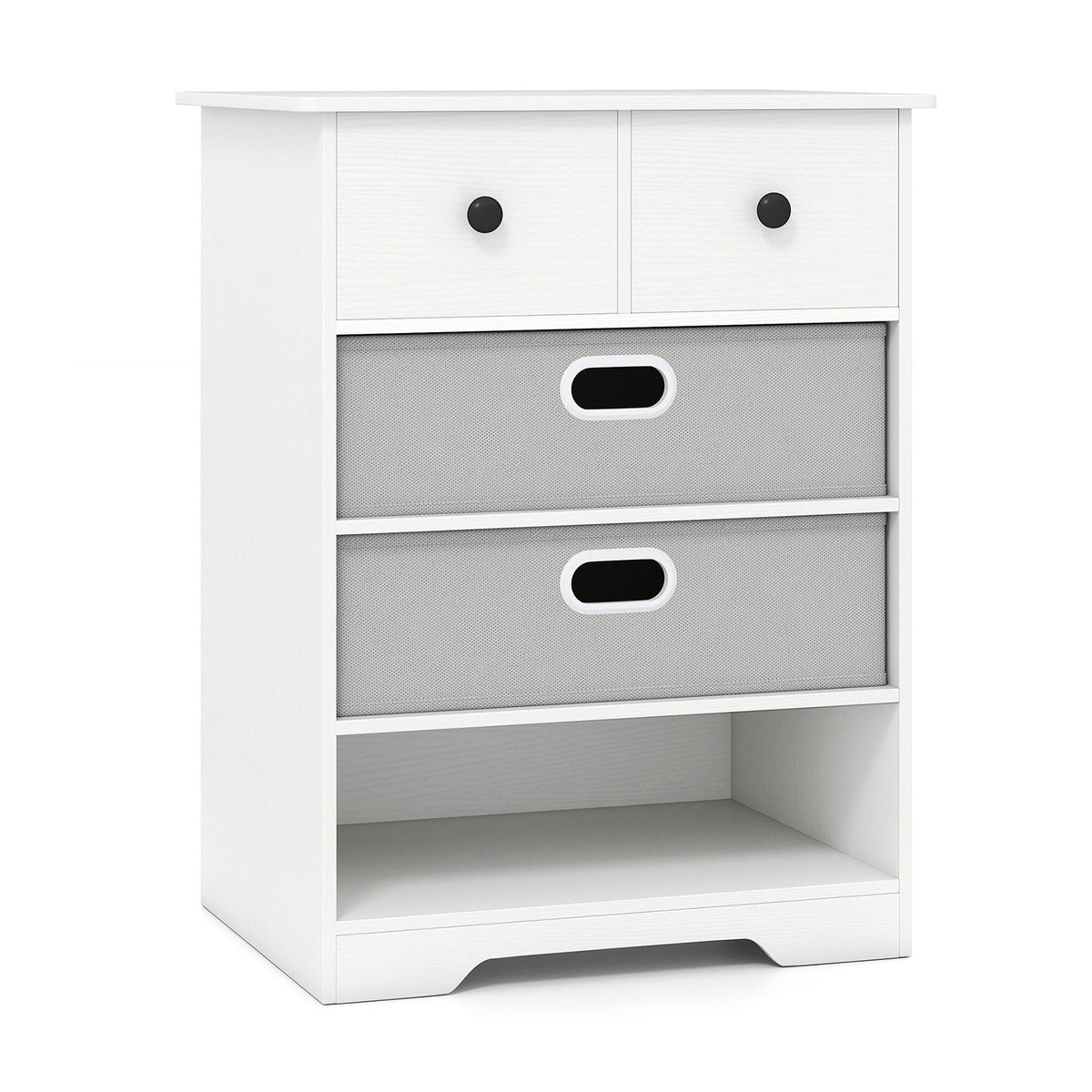 4-Drawer Dresser Modern Chest Storage Organizer with Open Shelves-White