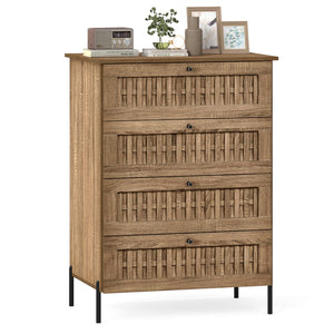 4-Drawer Dresser with Interlocking Mechanism and Metal Legs for Bedroom-Oak view 4