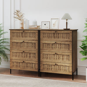4-Drawer Dresser with Interlocking Mechanism and Metal Legs for Bedroom-Oak view 6