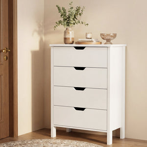 4-Drawer Dresser Wooden Nightstand with Anti-Tipping Kits-White view 3