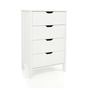 4-Drawer Dresser Wooden Nightstand with Anti-Tipping Kits-White view 4