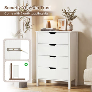 4-Drawer Dresser Wooden Nightstand with Anti-Tipping Kits-White view 8