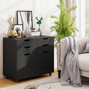4 Drawer File Cabinet with Wheels for Home Office Organization-Black view 7
