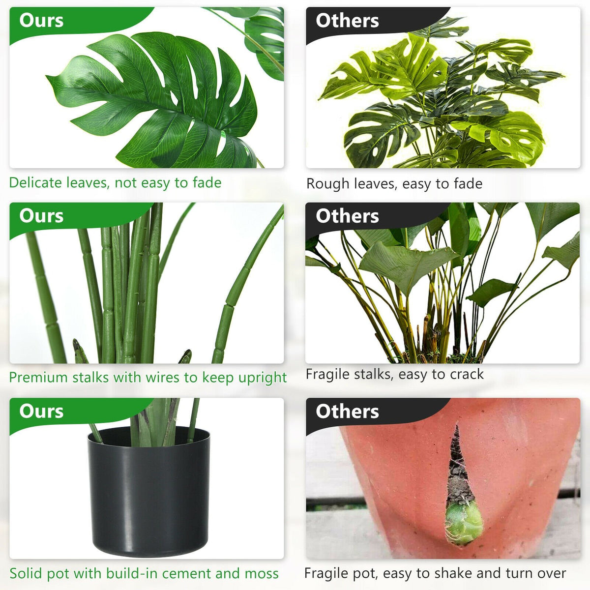 4 Feet Artificial Monstera Deliciosa Tree with 10 Leaves of Different Sizes view 8