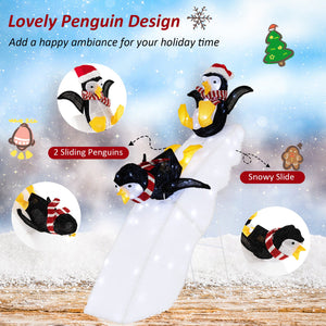 4 Feet Christmas Penguin Ice Skating Decor with Snowy Slide view 7