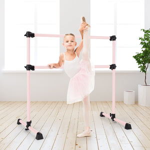 4 Feet Double Ballet Barre Bar with Adjustable Height-Pink view 3