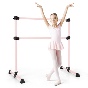 4 Feet Double Ballet Barre Bar with Adjustable Height-Pink view 4