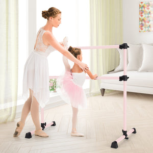 4 Feet Double Ballet Barre Bar with Adjustable Height-Pink view 6