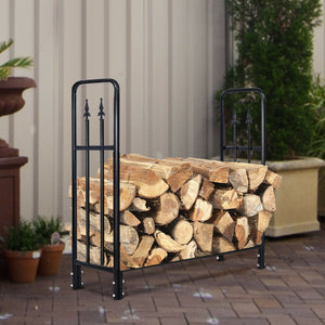 4 Feet Outdoor Heavy Duty Steel Firewood Wood Storage Rack view 3