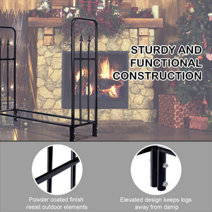 4 Feet Outdoor Heavy Duty Steel Firewood Wood Storage Rack view 7