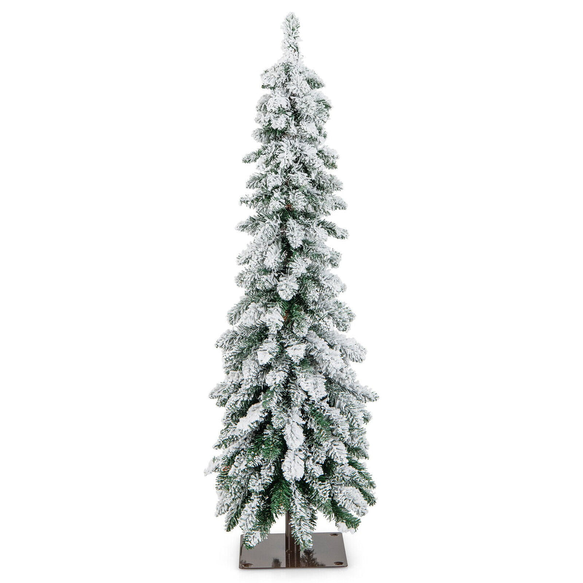 4 Feet Pre-Lit Artificial Christmas Tree Snow-Flocked Slim Pencil Xmas Decor view 7