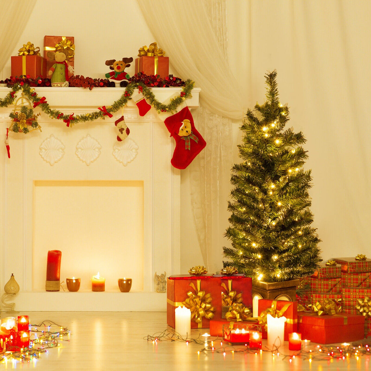 4 Feet Pre-Lit Potted Christmas Tree view 2
