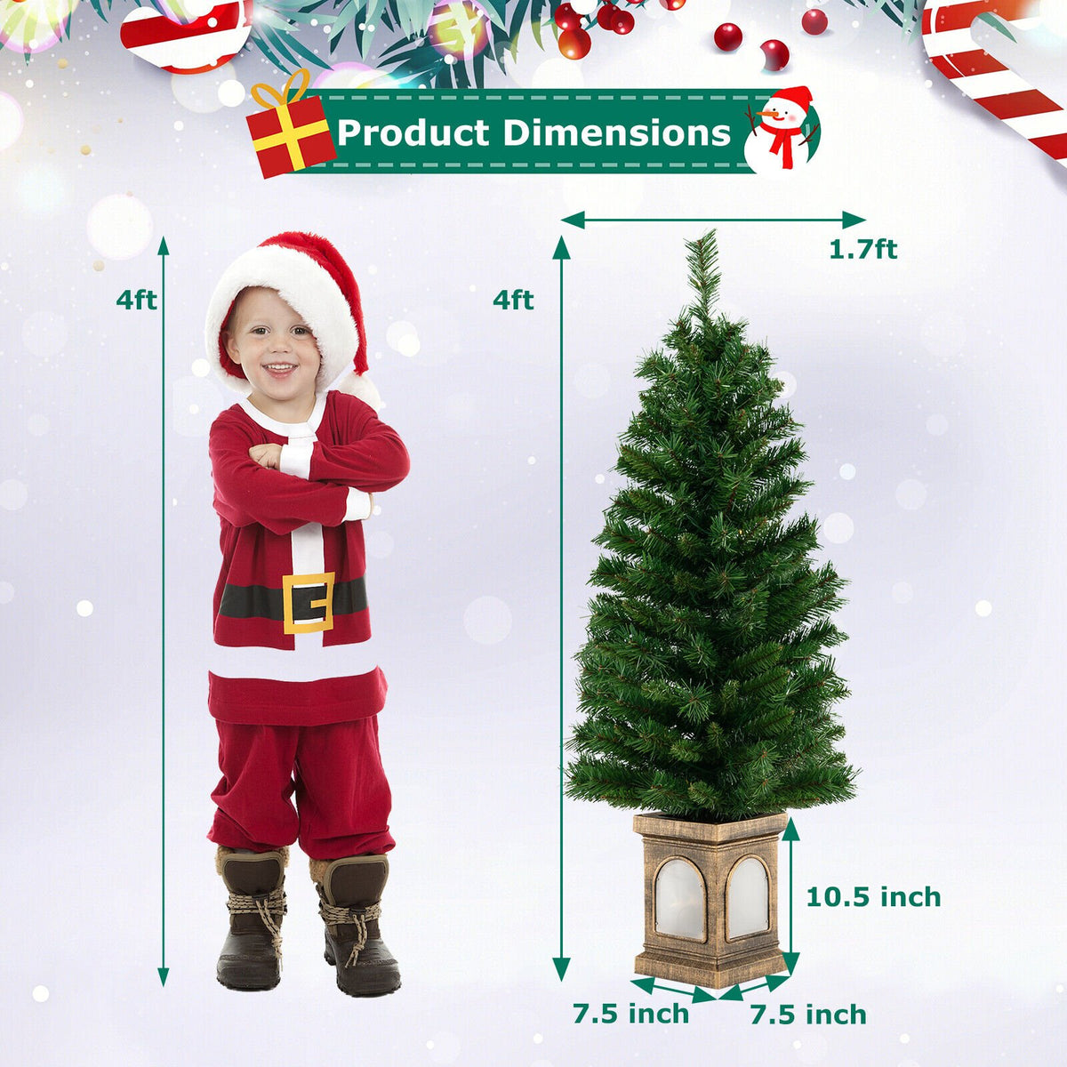 4 Feet Pre-Lit Potted Christmas Tree view 4