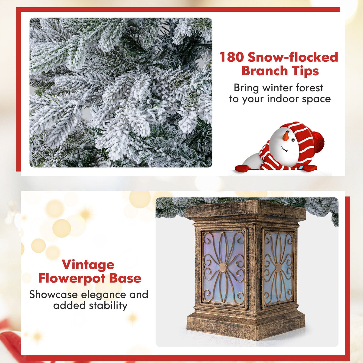 4 FT Artificial Christmas Tree Potted Xmas Tree with 180 Branch Tips Holiday Decoration Tree-Set of 1 view 6