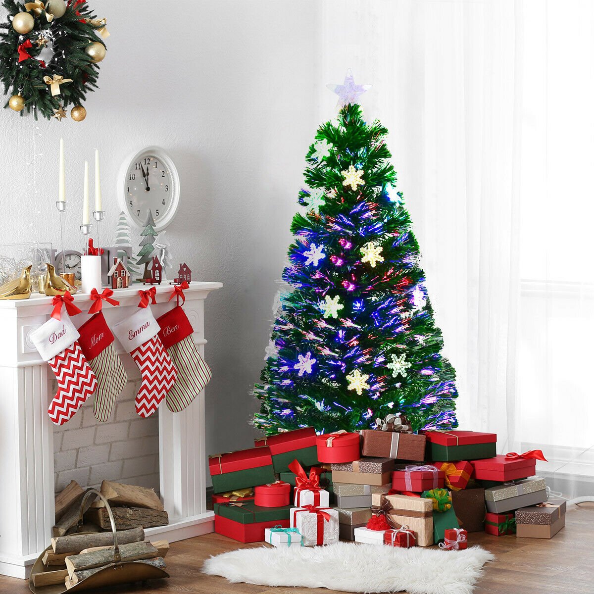 4 / 5 / 6 Feet LED Optic Artificial Christmas Tree with Snowflakes view 6