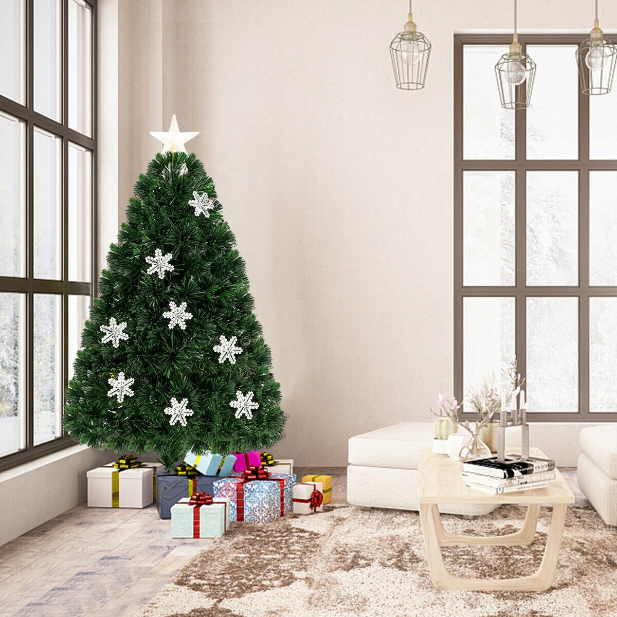 4 / 5 / 6 Feet LED Optic Artificial Christmas Tree with Snowflakes view 7