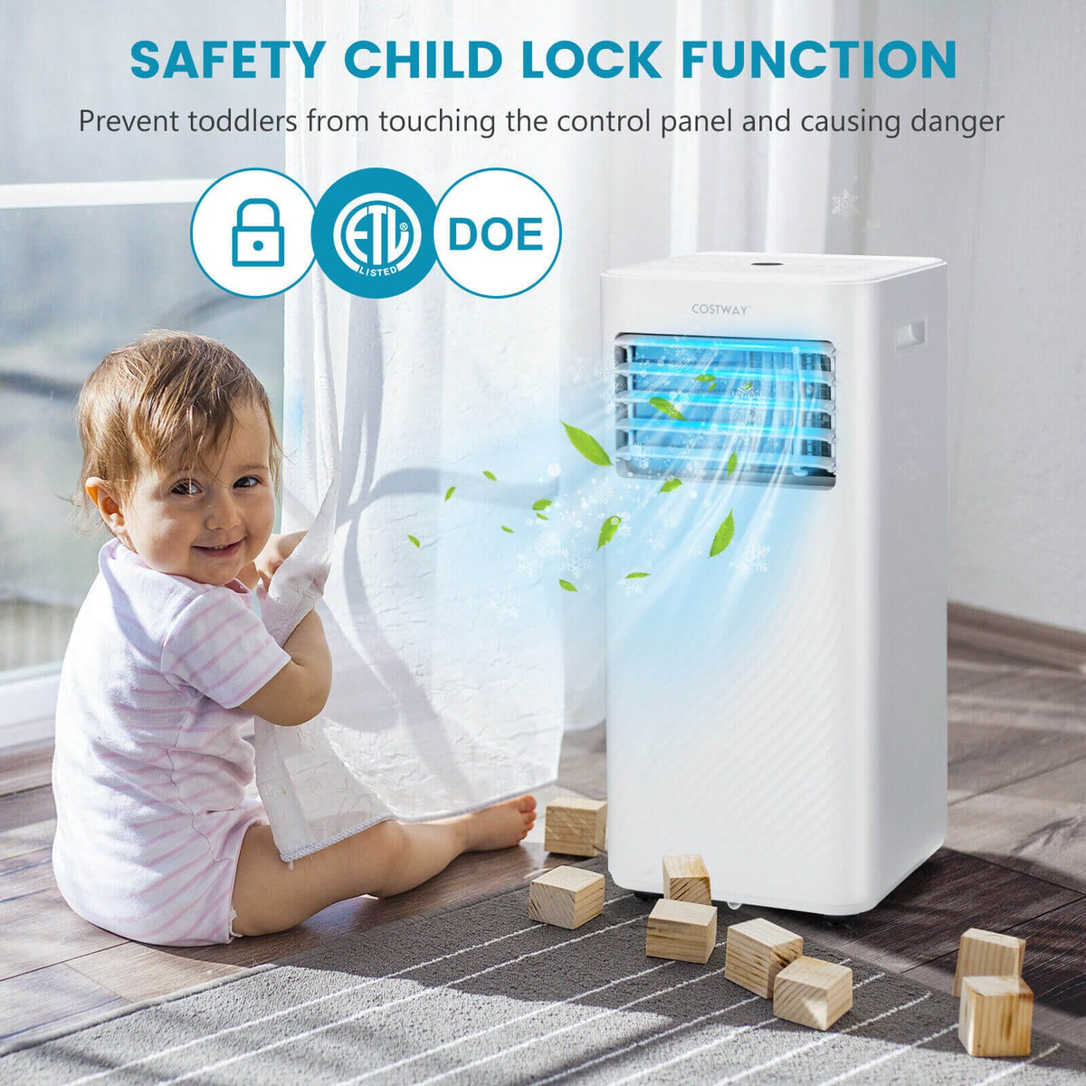 4-in-1 8000 BTU Air Conditioner with Cool Fan Dehumidifier and Sleep Mode-White view 2