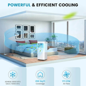4-in-1 8000 BTU Air Conditioner with Cool Fan Dehumidifier and Sleep Mode-White view 3