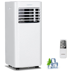 4-in-1 8000 BTU Air Conditioner with Cool Fan Dehumidifier and Sleep Mode-White view 4