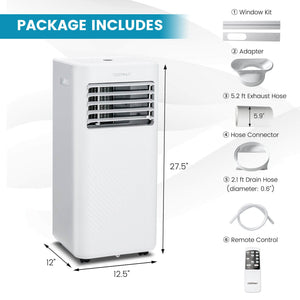 4-in-1 8000 BTU Air Conditioner with Cool Fan Dehumidifier and Sleep Mode-White view 5