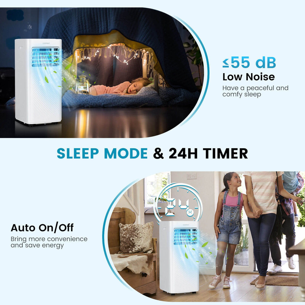 4-in-1 8000 BTU Air Conditioner with Cool Fan Dehumidifier and Sleep Mode-White view 8