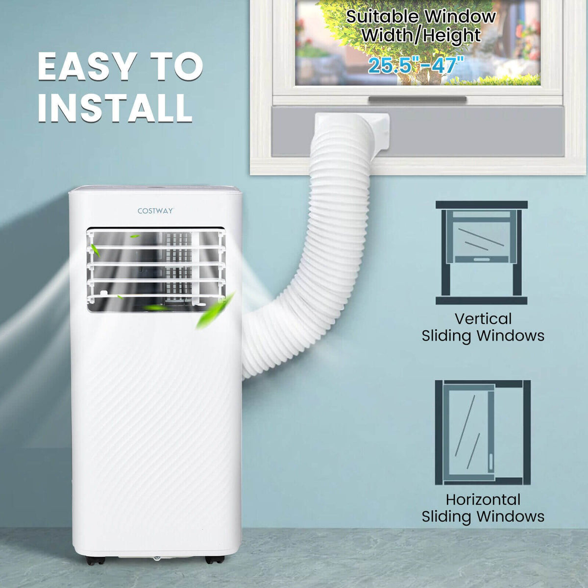 4-in-1 8000 BTU Air Conditioner with Cool Fan Dehumidifier and Sleep Mode-White view 9