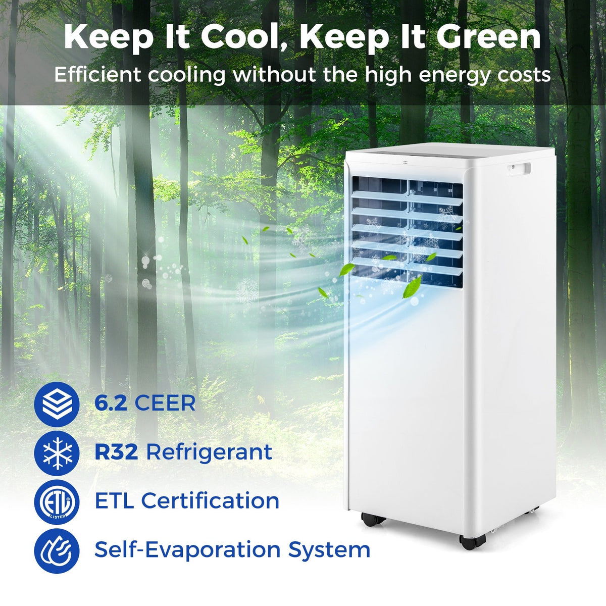 4-in-1 8000 BTU Portable Air Conditioner with Fan and Dehumidifier view 2